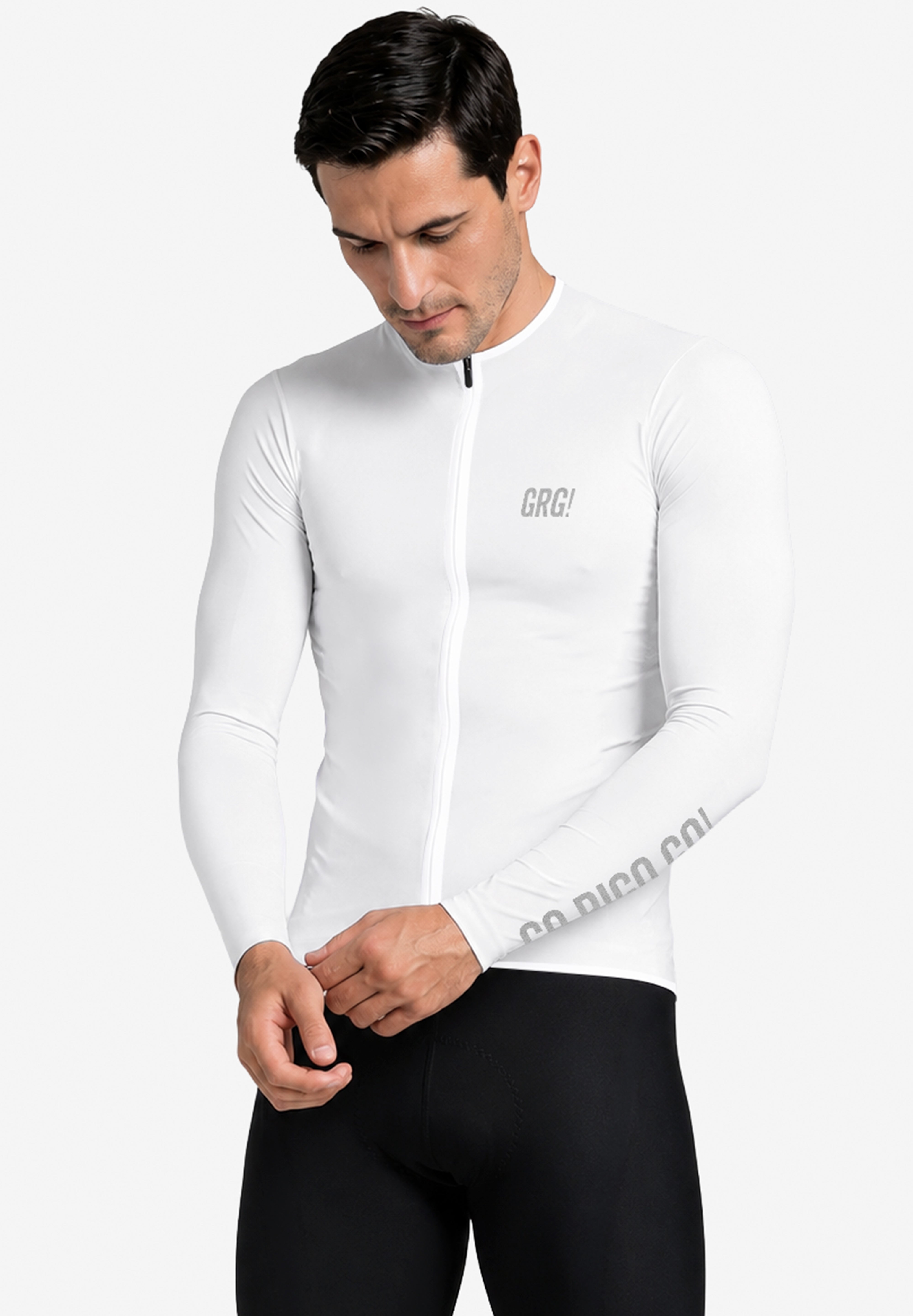 Jersey de Ciclismo Manga Larga KM100 Clásico Blanco (7823565881430)