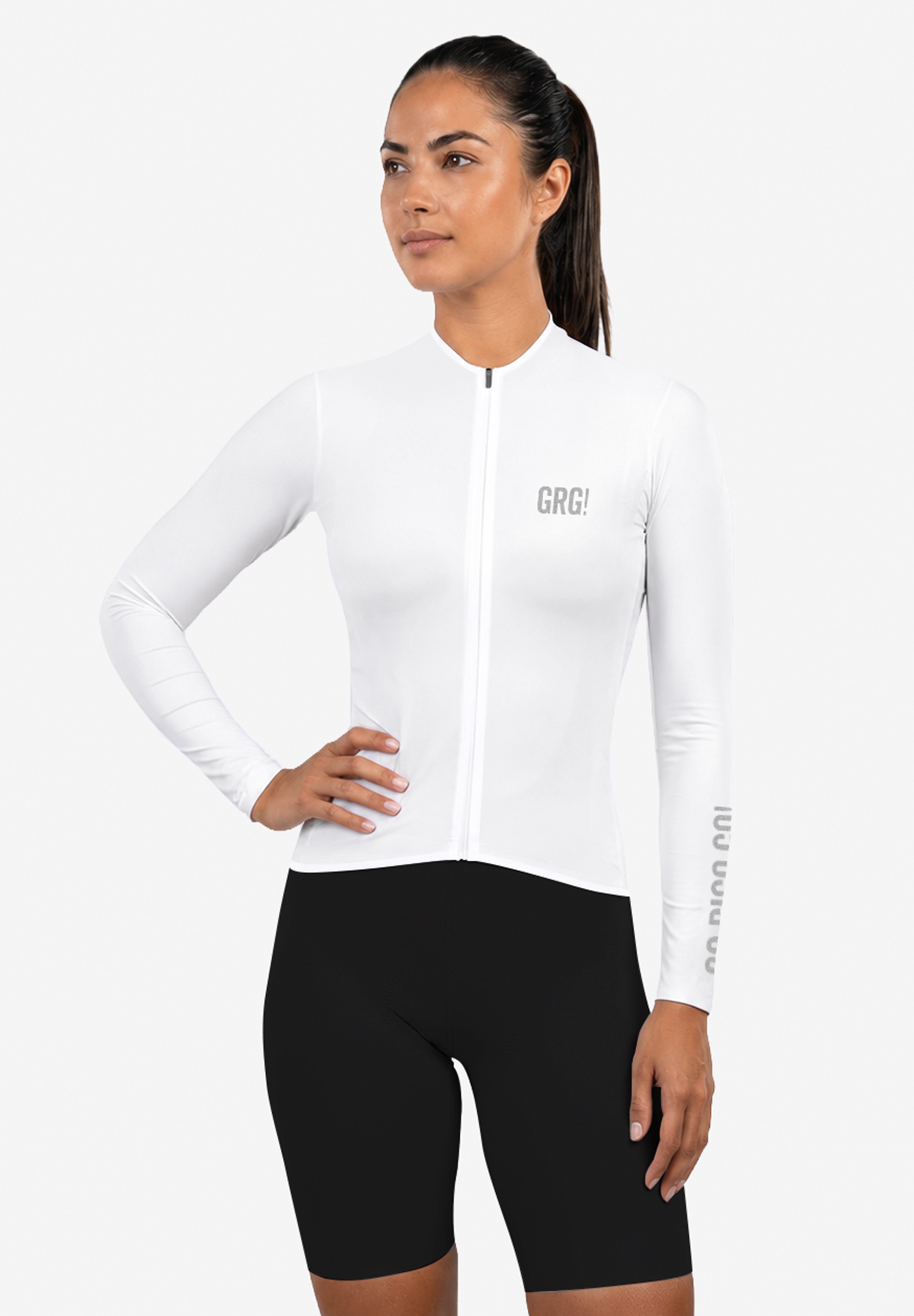 Jersey de Ciclismo Manga Larga KM100 Clásico Blanco (7823565881430)