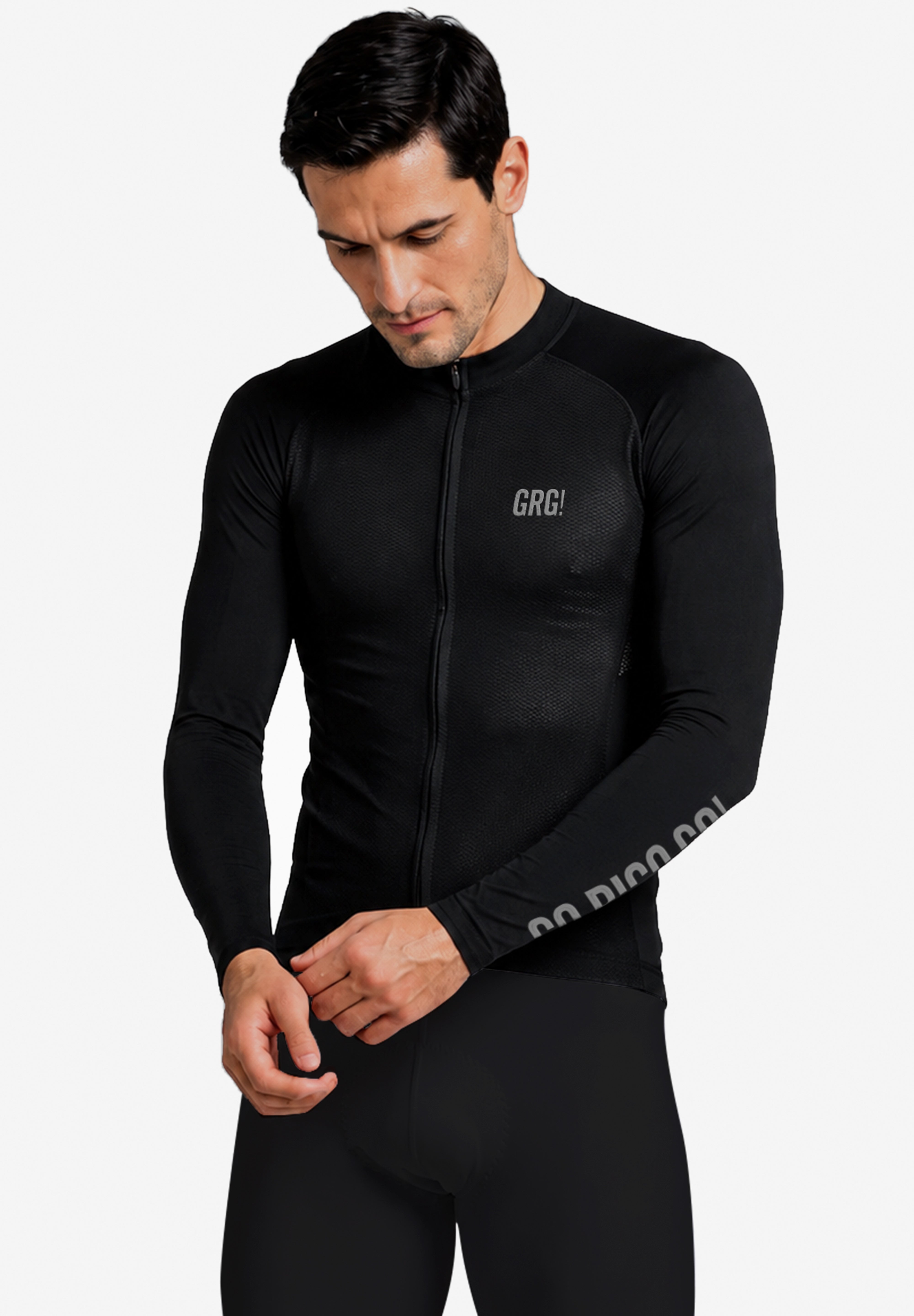 Jersey de Ciclismo Manga Larga KM80 Clásico Negro (7769369739350)