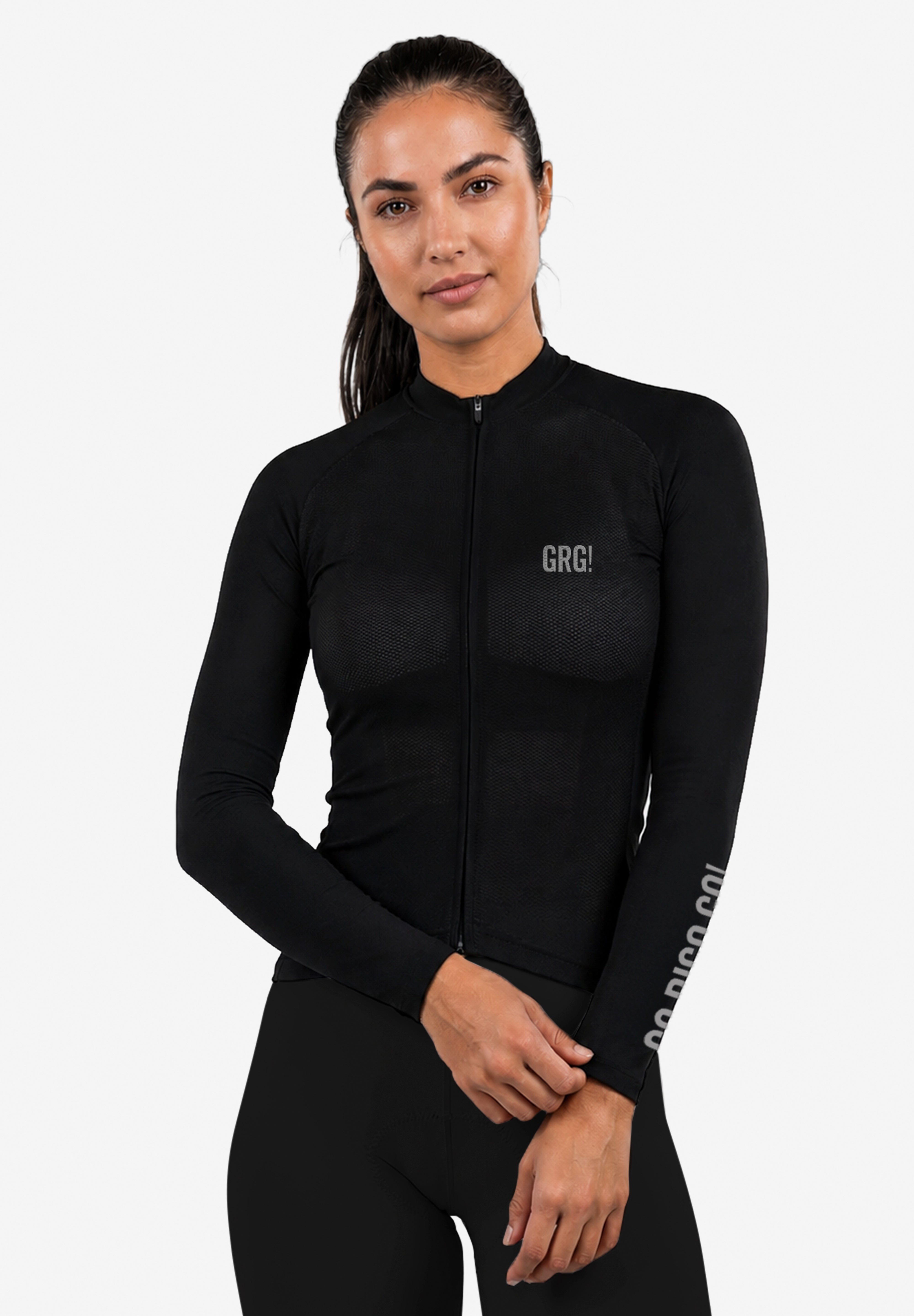 Jersey de Ciclismo Manga Larga KM80 Clásico Negro (7769369739350)