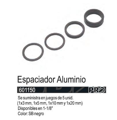 Espaciadores  Aluminio  Pro Negro S1-1/8 (6717277634646)