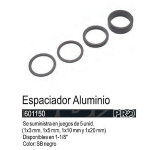 Espaciadores  Aluminio  Pro Negro S1-1/8 (6717277634646)